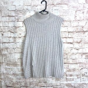 Vince Wool Cashmere Sleeveless Mock Neck Knit Top Size Large